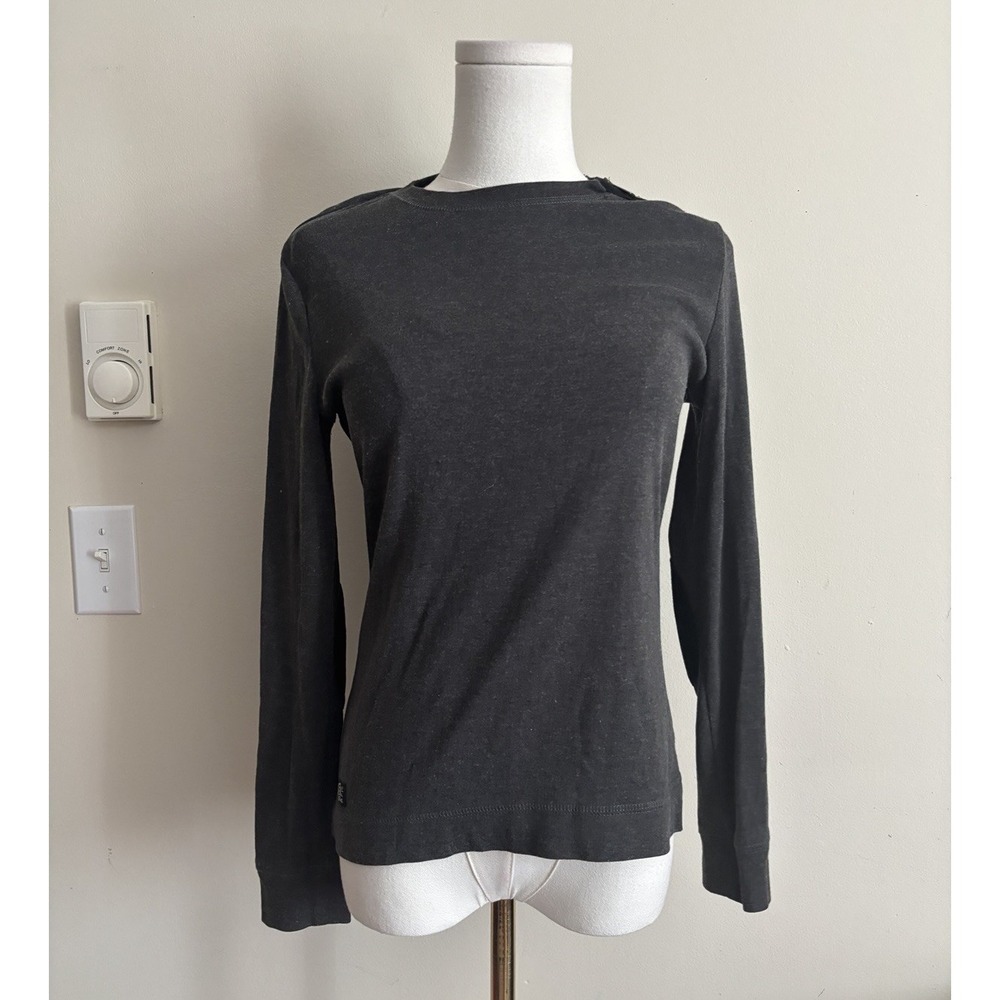 Lauren Ralph Lauren Womens Small Elbow Patch Knit Top Gray Preppy Equestrian